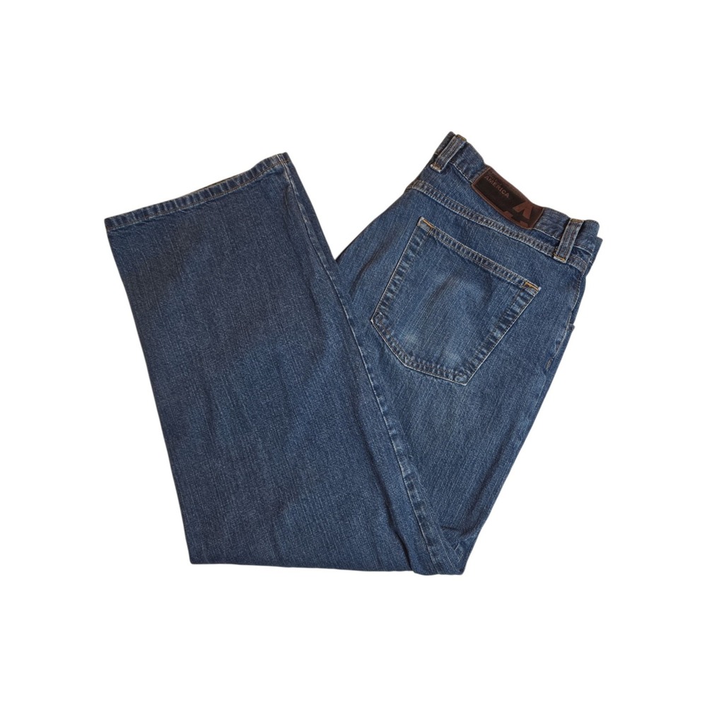 Perry Ellis America Mens Jeans 38x30 Blue Denim Straight Leg 100% Cotton